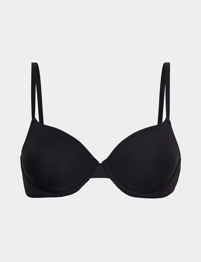Soutien-gorge corbeille padd&eacute; microfibre noir femme