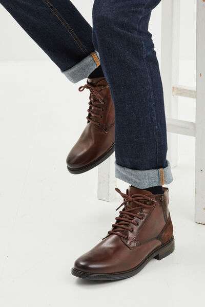 Bottines zippées en cuir Blark marron homme