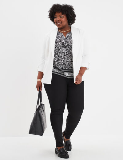 Pantalon slim taille haute et élastiquée noir femme grande taille