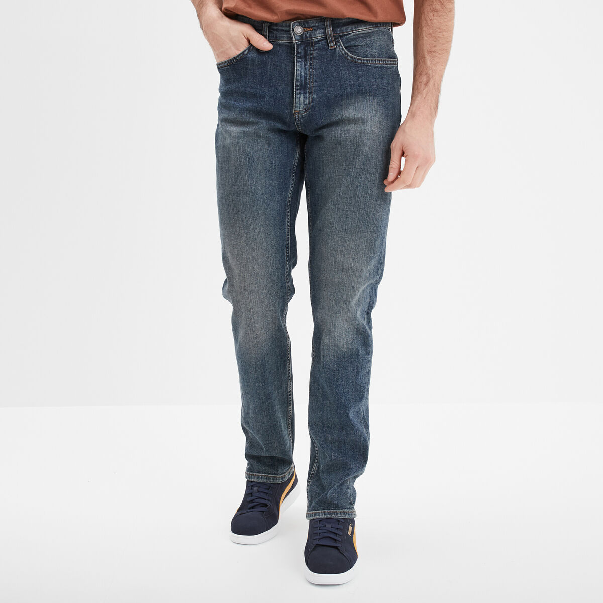 Jeans straight 5 poches denim used homme