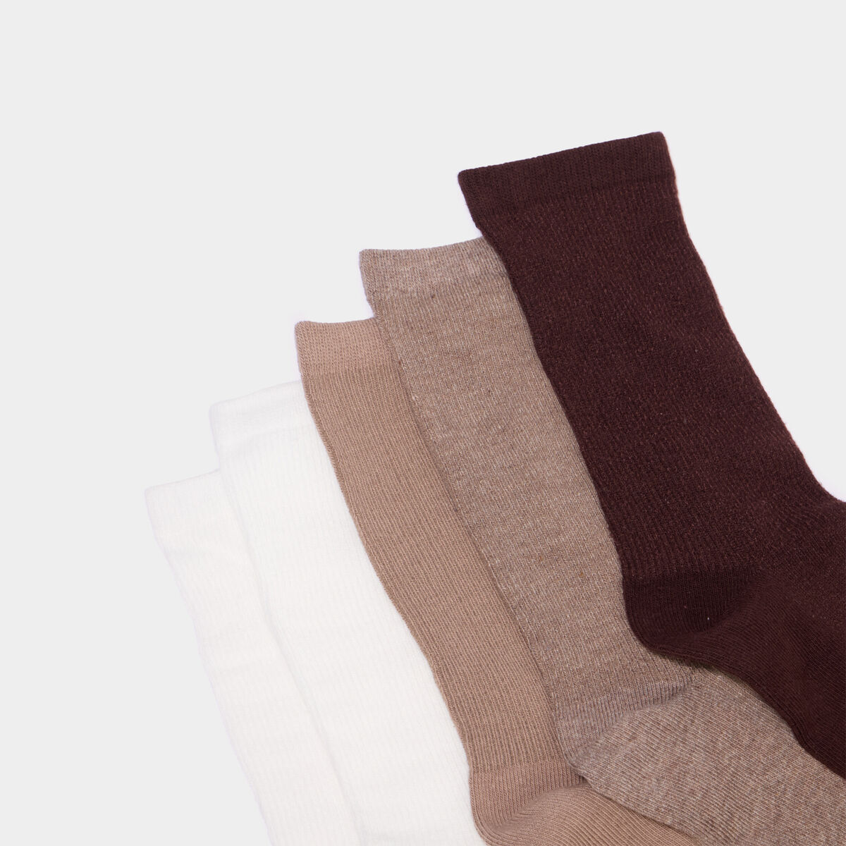 Lot 5 paires chaussettes c&ocirc;tel&eacute;es marron fonc&eacute; femme