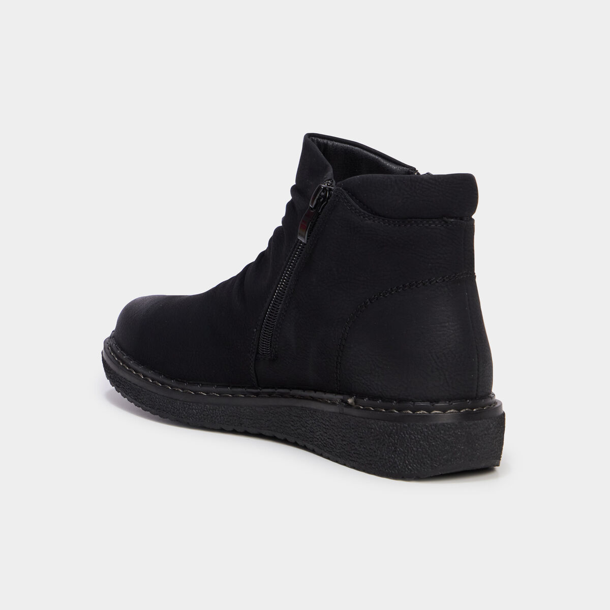 Boots effet pliss&eacute; noir femme
