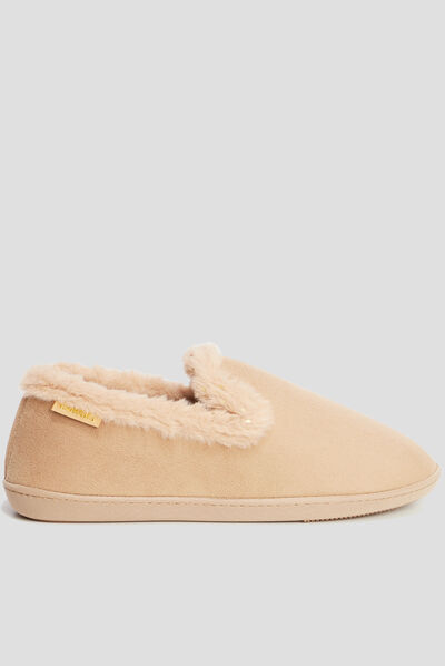 Chaussons charentaises fourrés Isotoner camel femme