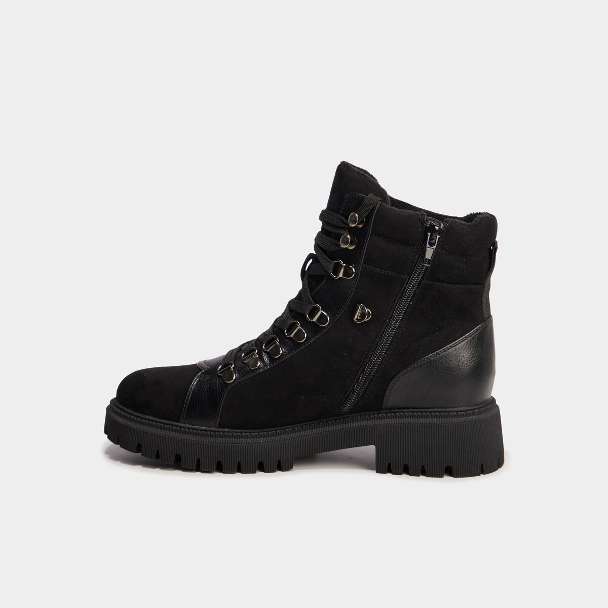 Boots crant&eacute;es &agrave; lacets noir femme