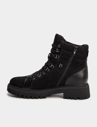 Boots crant&eacute;es &agrave; lacets noir femme