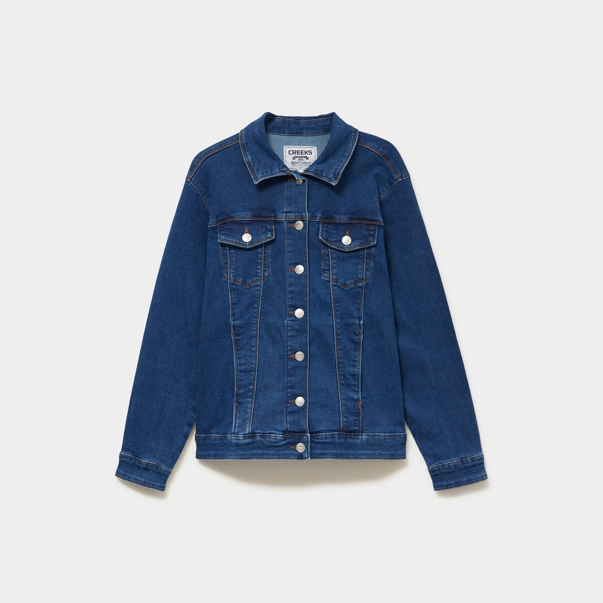 Veste courte en jean boutonn&eacute;e denim stone femme grande taille