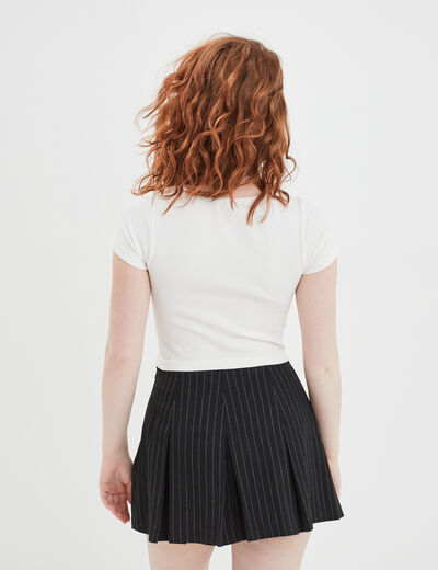 T-shirt cropped encolure carrée Creeks blanc femme