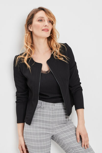 Veste cintrée zippée noir femme