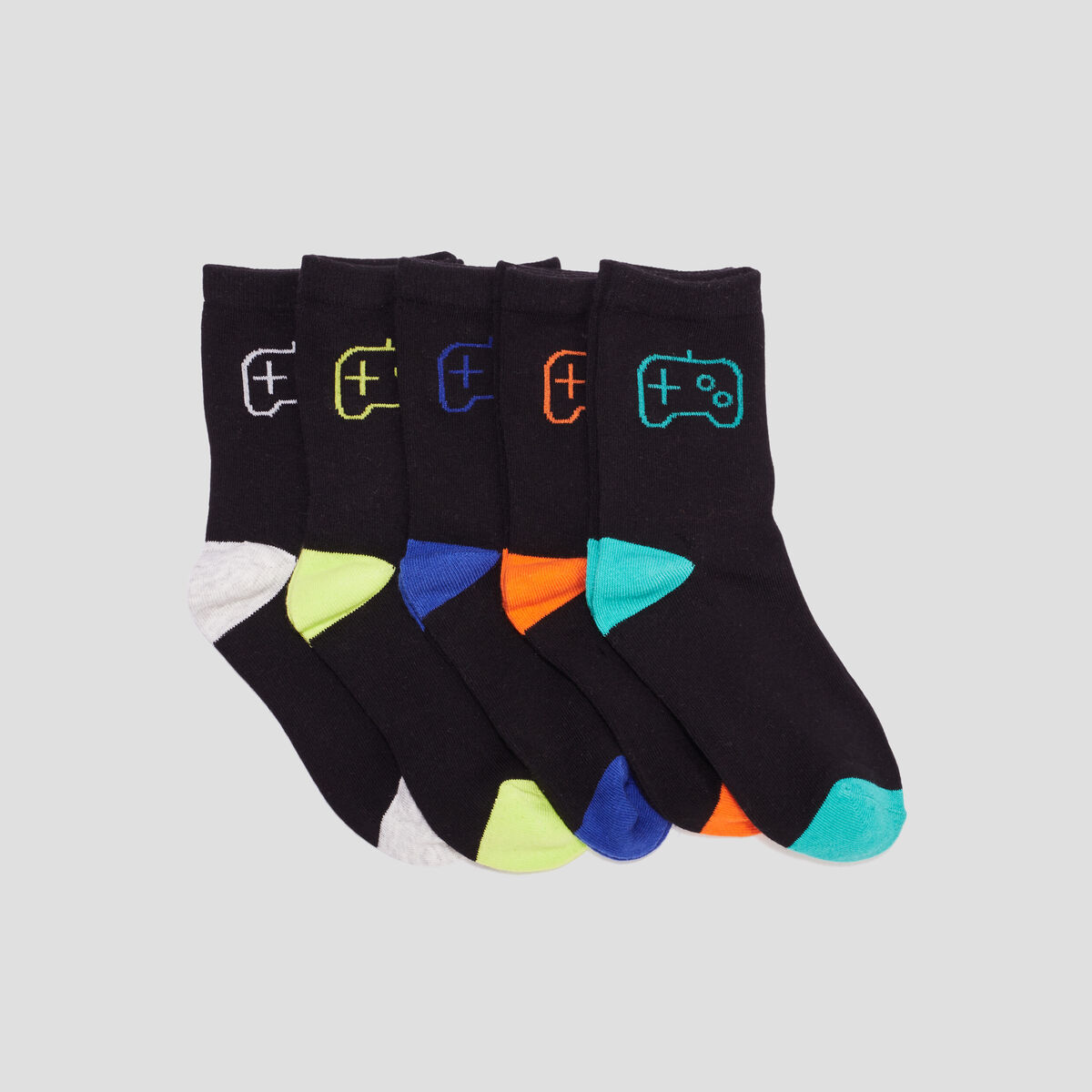 Lot 5 paires chaussettes coton noir gar&ccedil;on
