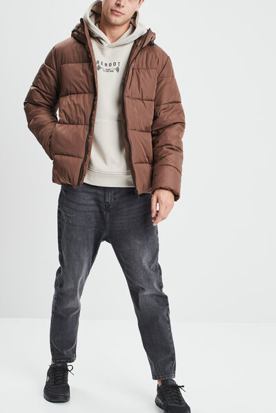 Gilet à capuche hoodie sable homme