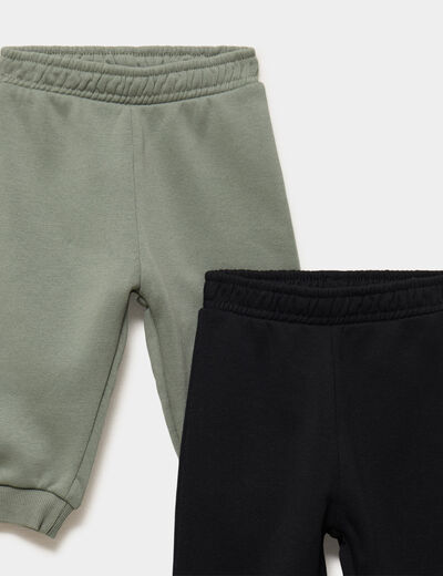 Lot 2 pantalons de jogging bas resserr&eacute; vert kaki b&eacute;b&eacute; gar&ccedil;on