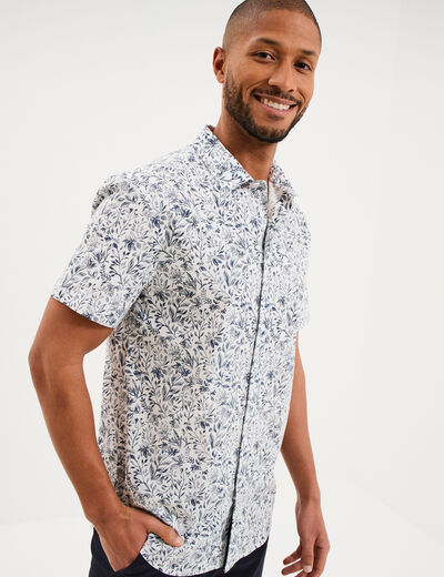 Chemise manches courtes coton bleu homme