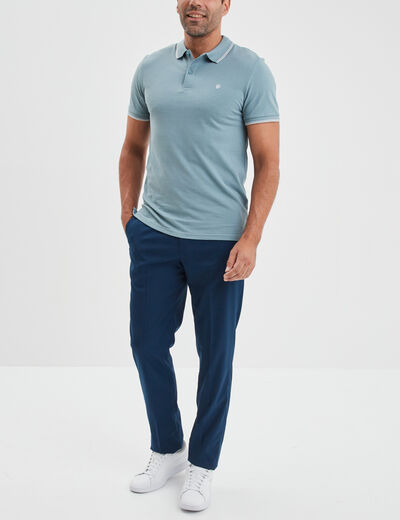 Polo manches courtes bords contrastés gris homme