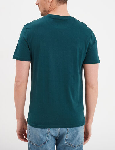 T-shirt droit en coton manches courtes bleu canard homme