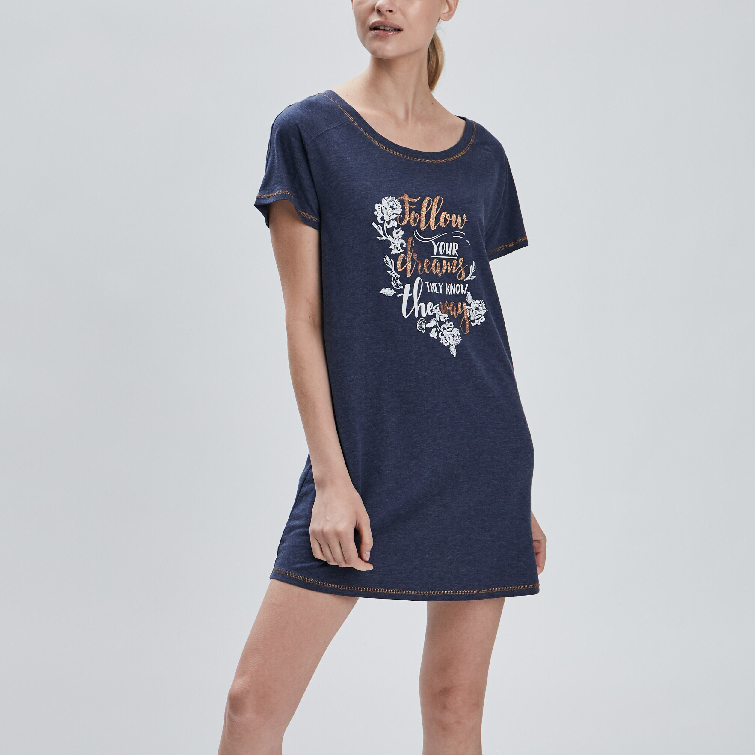 Chemise de nuit bleu femme LH