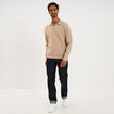 Pull col polo manches longues beige homme