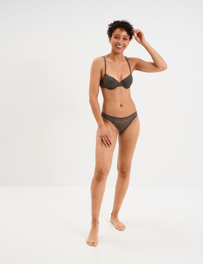 Soutien-gorge corbeille paddé dentelle vert kaki femme