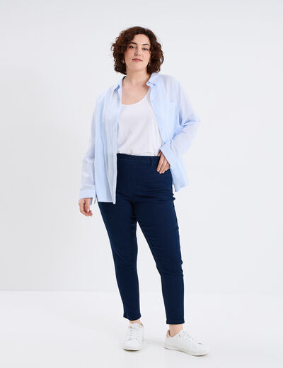 Jegging avec passants taille haute denim blue black femme grande taille