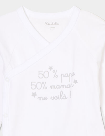 Ensemble naissance 3 pièces coton blanc bébé garçon