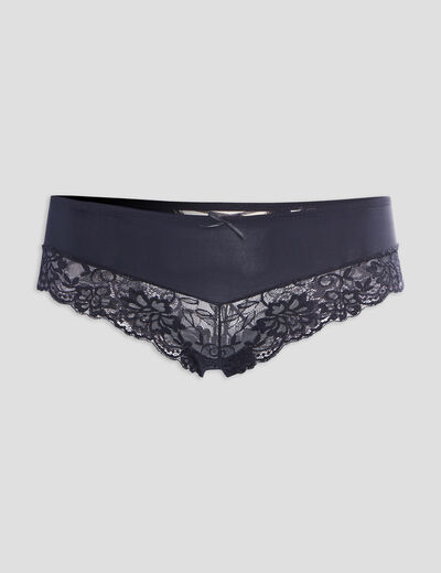 Shorty microfibre avec dentelle noir femme