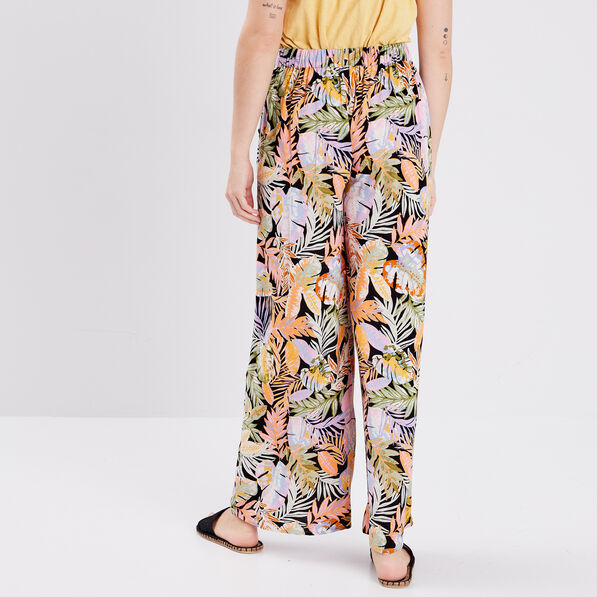 Pantalon wide leg fluide noir femme