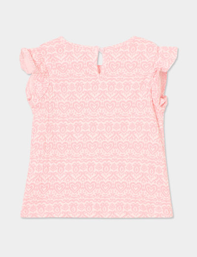 T-shirt reliefé manches volants coton blanc bébé fille