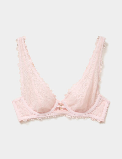 Soutien-gorge foulard dentelle rose clair femme