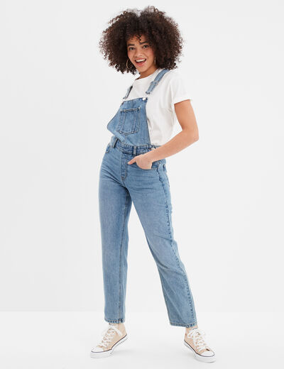 Salopette en jean mom boutonnée denim double stone femme
