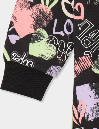 Ensemble 2 pièces sweat long et legging noir fille
