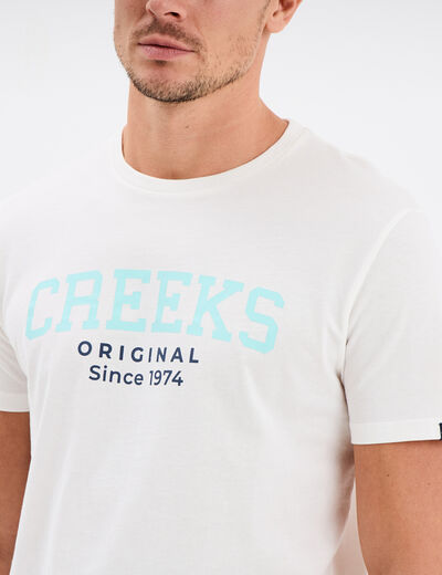 T-shirt col rond manches courtes coton blanc homme