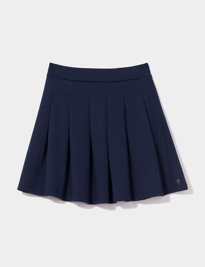 Jupe courte patineuse plissée bleu marine fille