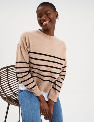 Pull effet 2-en-1 beige clair femme