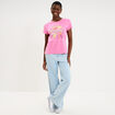 T-shirt manches courtes col rond coton rose femme