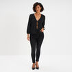 Jeans skinny taille haute cropped denim noir femme