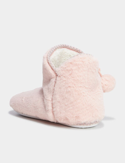 Chaussons bottines fausse fourrure rose femme