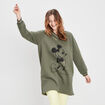 Sweat long Mickey vert kaki femme