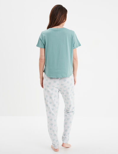 Ensemble pyjama manches courtes Stitch bleu gris femme