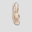 Sandales &agrave; talons pied large en cuir sable femme