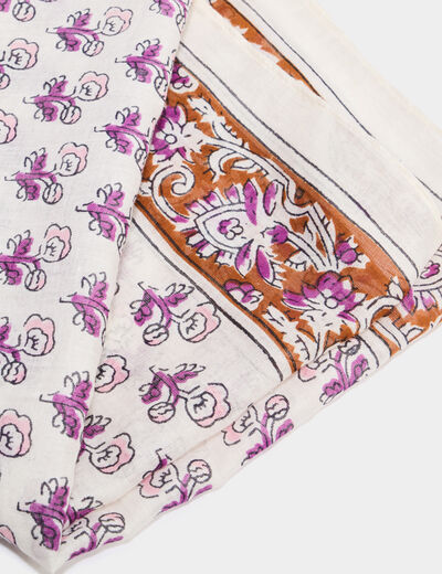 Foulard carr&eacute; coton ivoire femme
