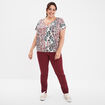 T-shirt col en V manches courtes ecru femme grande taille