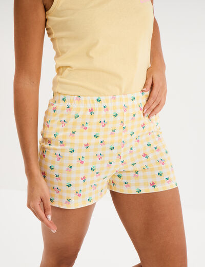 Bas de pyjama short coton jaune femme