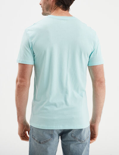 T-shirt droit en coton manches courtes bleu turquoise homme