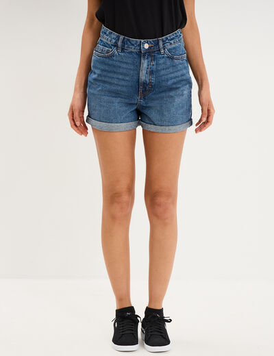 Short mom en jean 5 poches denim stone femme