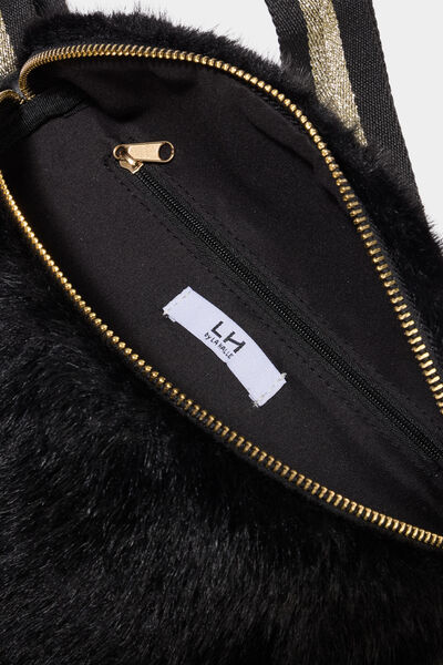 Sac banane fausse fourrure noir femme