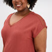 T-shirt bandes dentelle col en V vieux rose femme grande taille