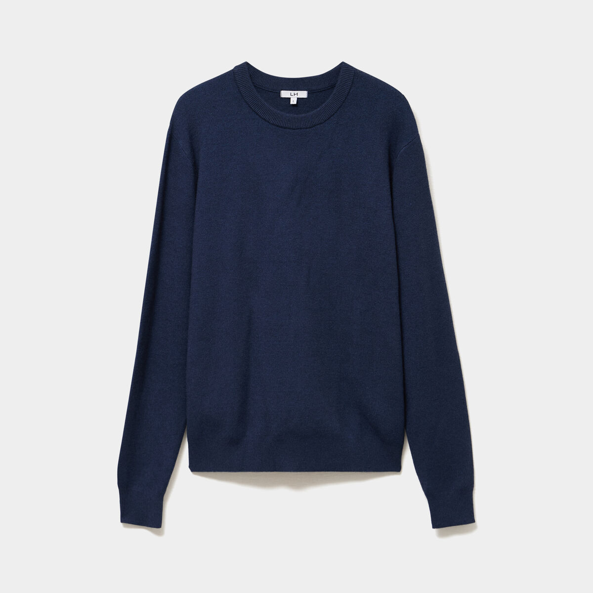 Pull col rond manches longues bleu fonc&eacute; homme