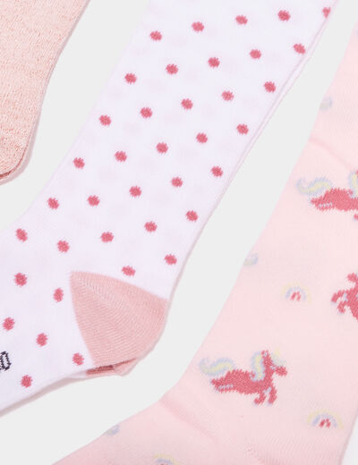 Lot 3 collants opaques coton rose fille