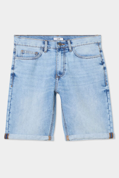 Bermuda short droit en jean denim bleach homme
