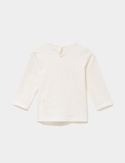 T-shirt manches longues coton blanc b&eacute;b&eacute; fille