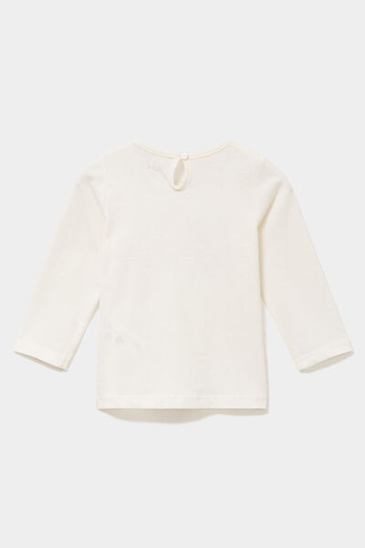T-shirt manches longues coton blanc b&eacute;b&eacute; fille